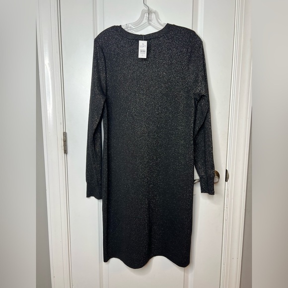 The Loft Sweater Dress Black With Gold Metallic Knee Length NWT - Picture 3 of 10